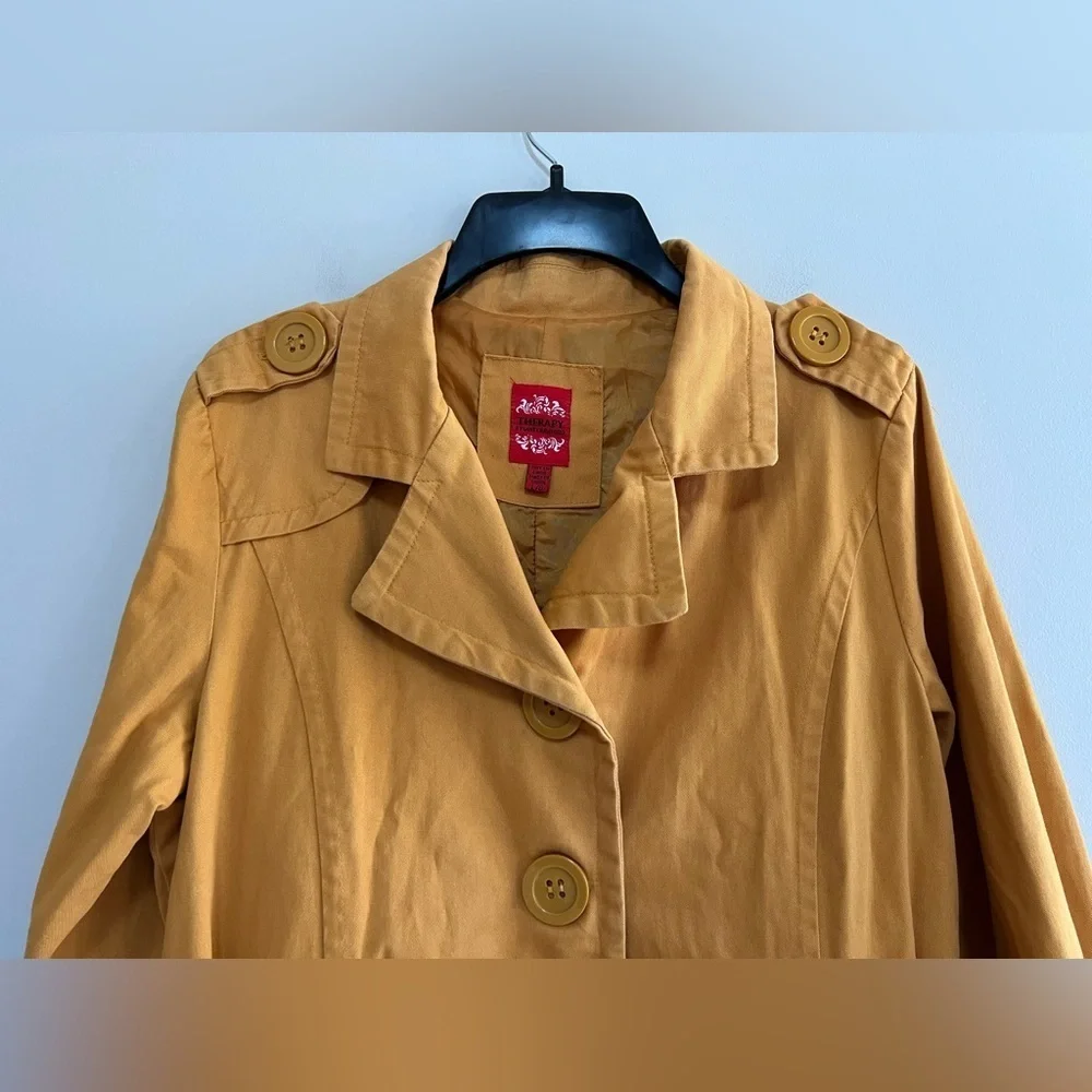 Therapy x Lane Crawford Women's Long 5 Button Belted Pea Coat, Mustard Yellow, L